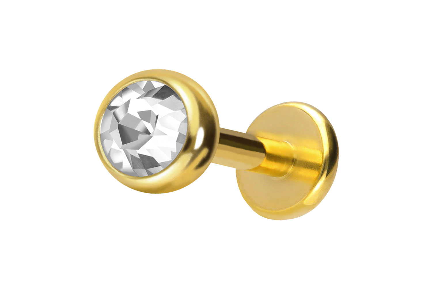 Titan Labret Piercing mit Push Fit KRISTALL